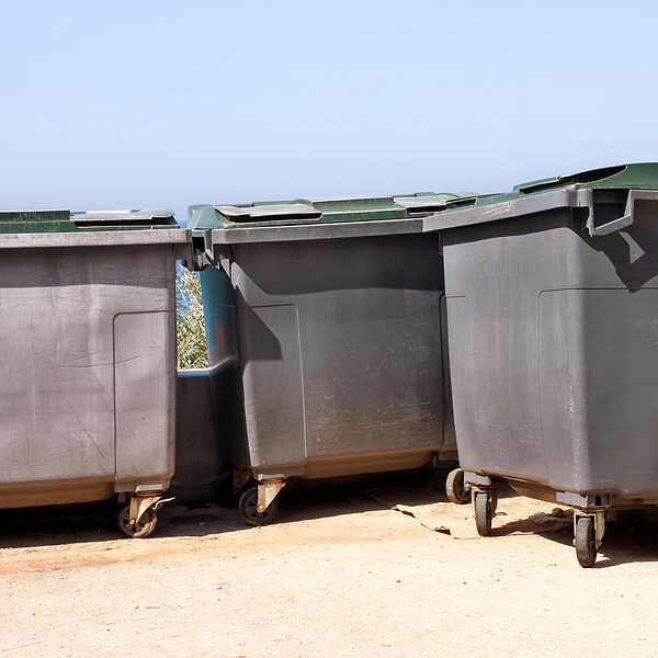 garbage dumpsters near the sea