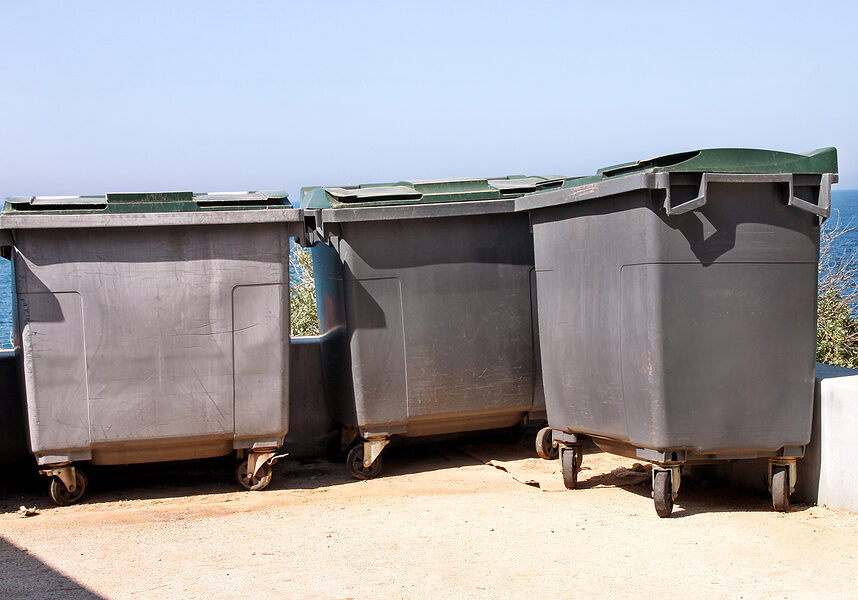 garbage dumpsters near the sea